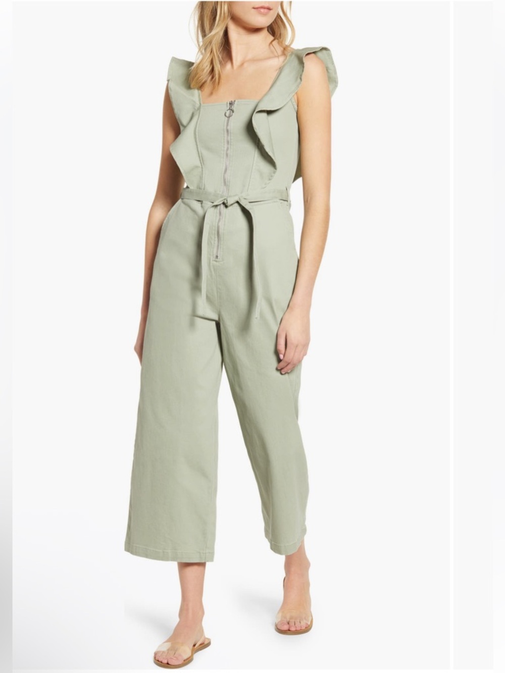 NWT Tinsel Ruffle Strap Belted Jumpsuit - XS